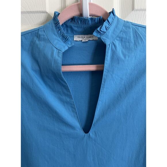 OLIVIA JAMES THE LABEL Chloe Mykonos Blue Ruffle Flounce Hem Dress - Picture 7 of 15